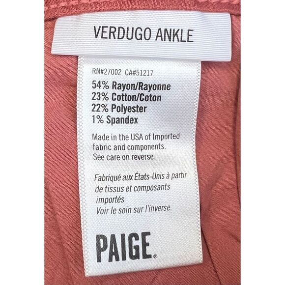 PAIGE Verdugo Ankle Low Rise Skinny Jeans Orange Size 25 - Picture 11 of 11
